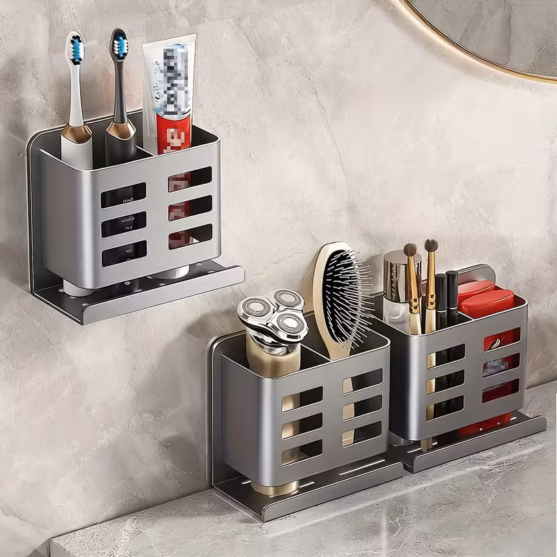 Wall Mounted Bathroom Organizer No Drill