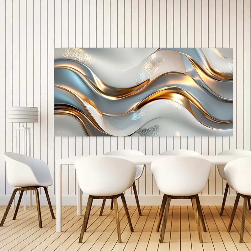 

1pc Modern Abstract Metal Pattern Canvas Art, 23.62x47.24 Inches, Contemporary Wall Decor For Living Room And Bedroom