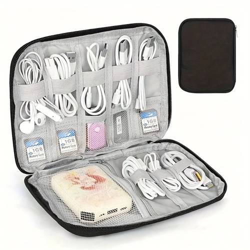 1 reis kabelorganizer etui met meerdere vakken voor elektronische accessoires zoals kabels, opladers, geheugenkaarten - draagbare tech tas voor kantoor- en reisbenodigdheden