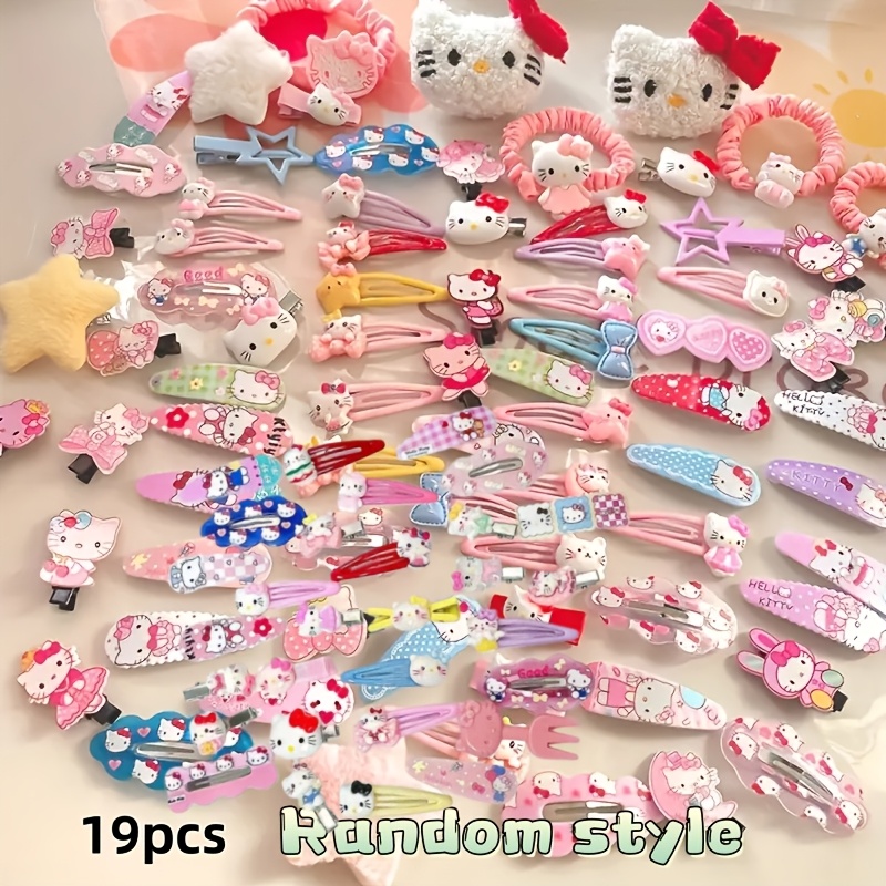 E-shop 19 Stück Sanrio Süße Cartoon Haar-Accessoires und Haarspangen, Damenmode Zufälliges Design, für den täglichen Gebrauch oder als kreatives