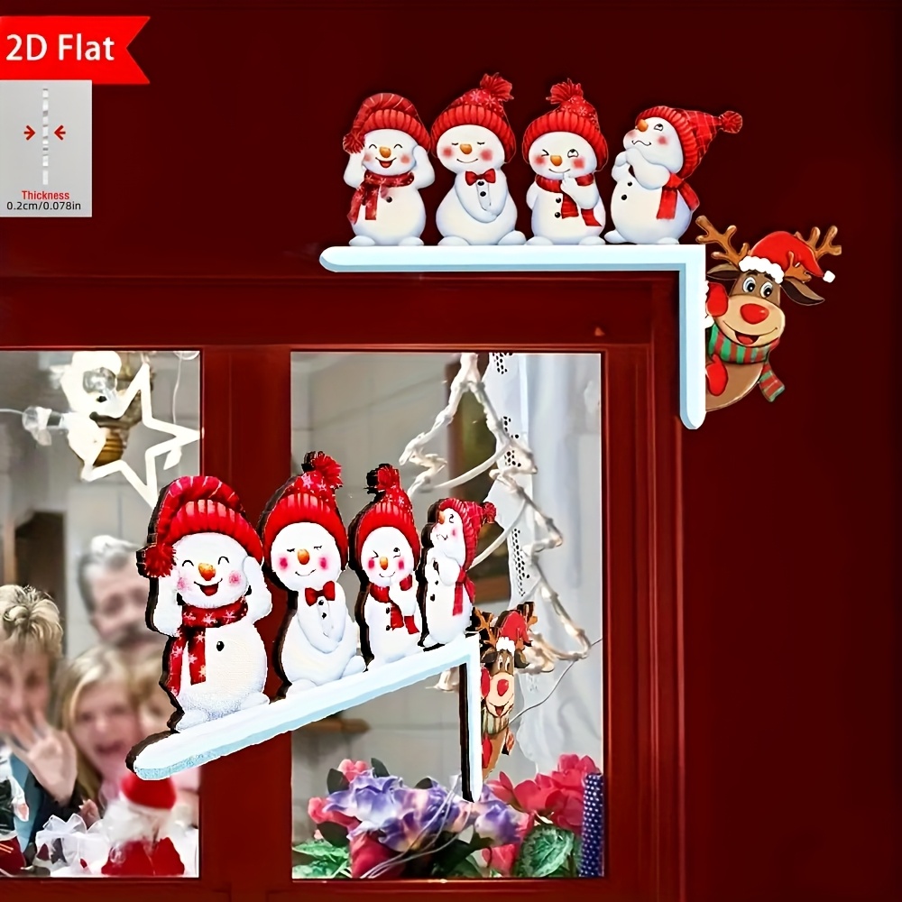 TEMU Décoration de cadre de porte de Noël 2D plat, 1 pièce en acrylique - Ornement en acrylique de neige et , décoration murale de fêtes, convient