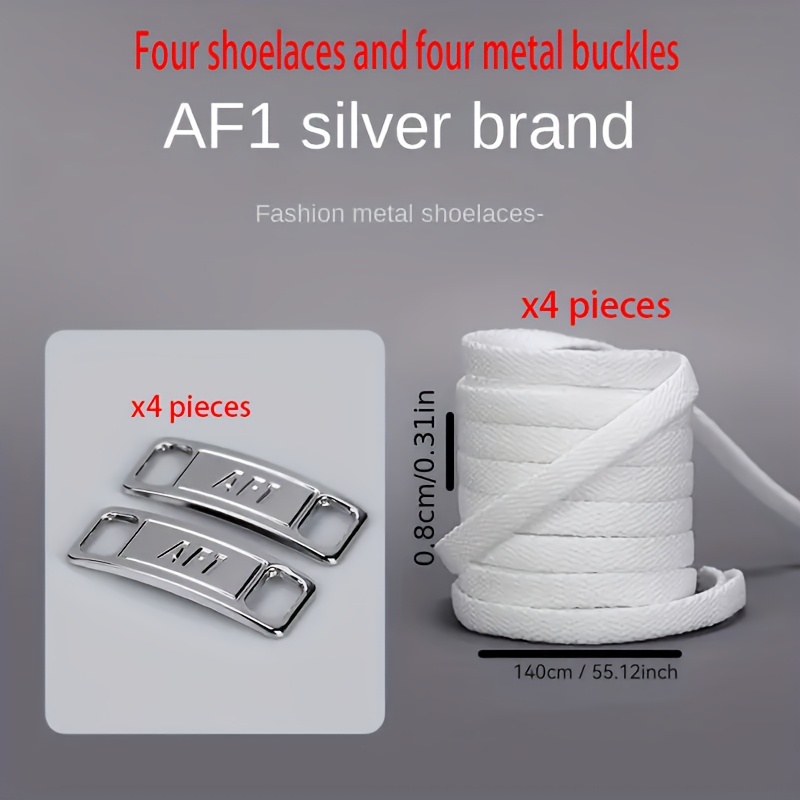TEMU 4 Lacci Resistenti con 2 di Fibbie AF1 in Metallo, Set di Lacci Casual , Adatti per Sneakers, Lavabili a , Lacci - , Robusti, Non Deformabili, 4