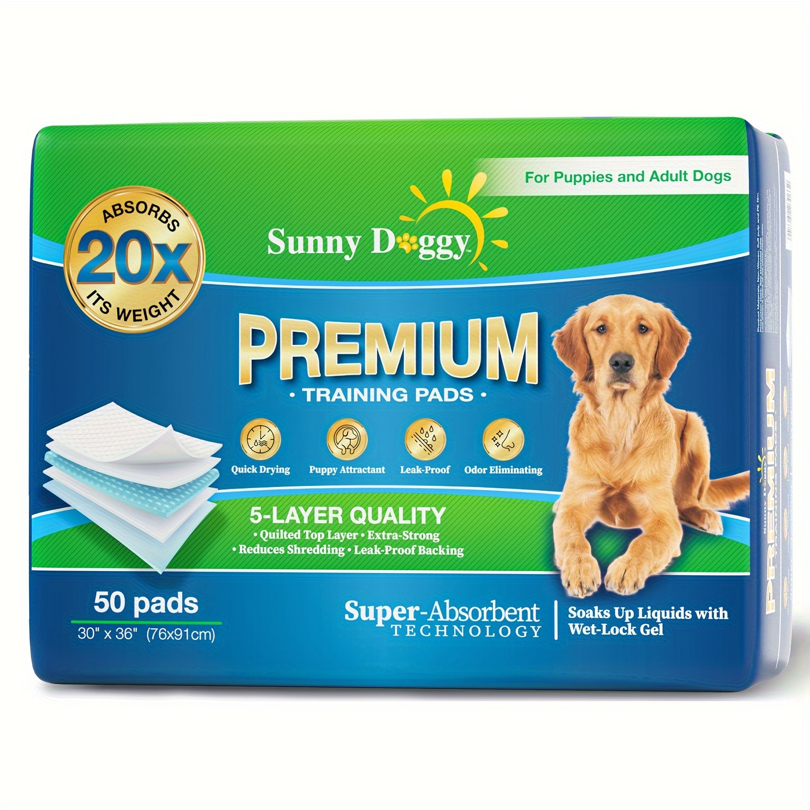 

50 Count 30"x 36" Pee Pads For Dogs Large Puppy Pads Pet Training Pads Disposable Upgraded Odor Control, Potty Pads Absorbent