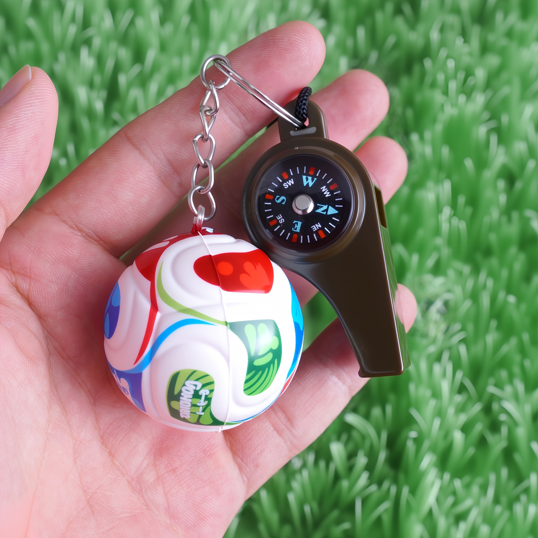 TEMU Outdoor Sports Referee Whistle With Soccer Pendant - Whistle Suitable For Soccer Matches - Whistle For Basketball, Volleyball, And Sports Events