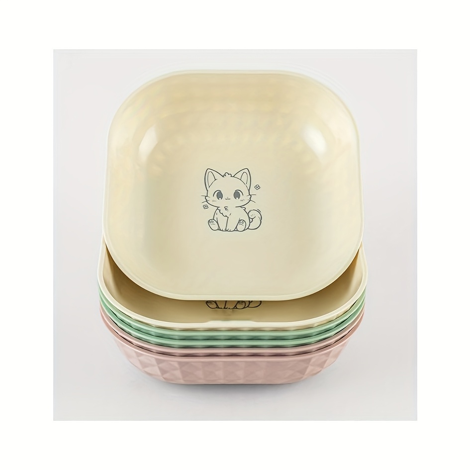 Image of 6pcs Non-slip Cat Bowl Set - Whisker Fatigue Relief Shallow Dishes And 5.5in Wet Food Plates, Anti-tip Pet Dishes For Indoor Cats