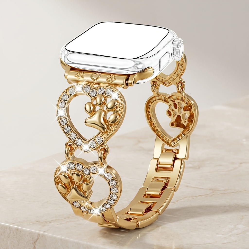 TEMU 1pc Metal Heart Watch Band, Compatible With Watch 38/40/41/42/44/45/46/49mm, Made Of High-quality Alloy, Women's Jewelry Bracelet Watch Band