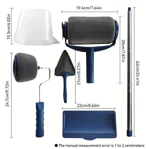 7pcs set of multifunctional paint roller suit including 8 inch wool roller 1 8 inch wool height plastic handle and additions paint roller suit attached stick room transformation suitable for smooth walls