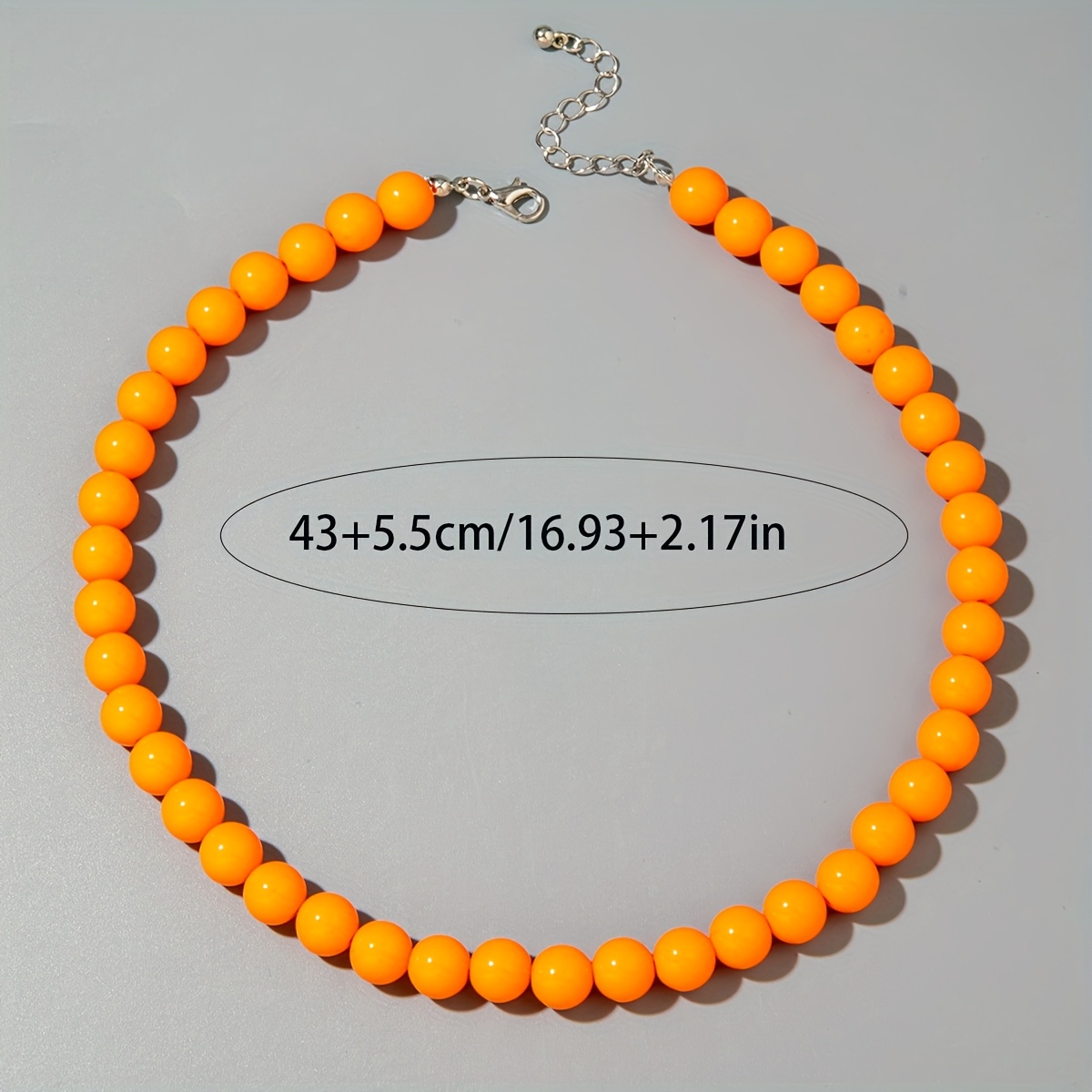 Dopamine-Colored Acrylic Round Beaded Chain Necklace