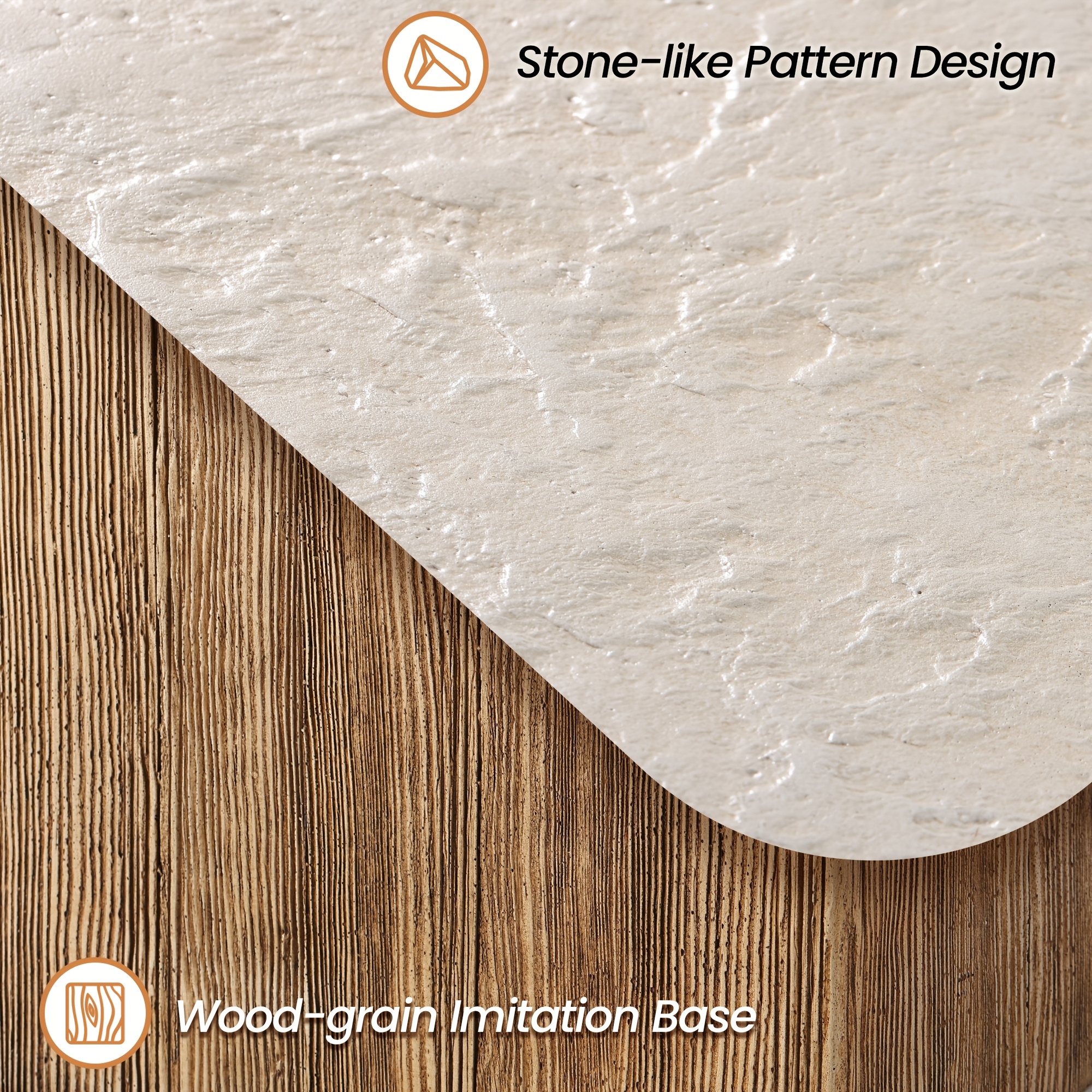 Wood Grain And Stone Patchwork Side Table, Magnesium Oxide End Table in Square Or Round Shape - Modern Accent Table for Living Room, Bedroom, Balcony - Plant Stand