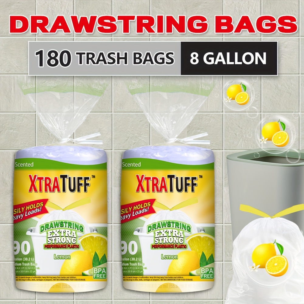 

2 Of 180 8 Gallon Drawstring Plastic Multipurpose Disposable -super , -, Odor- For , , , , And Use - And Sanitary