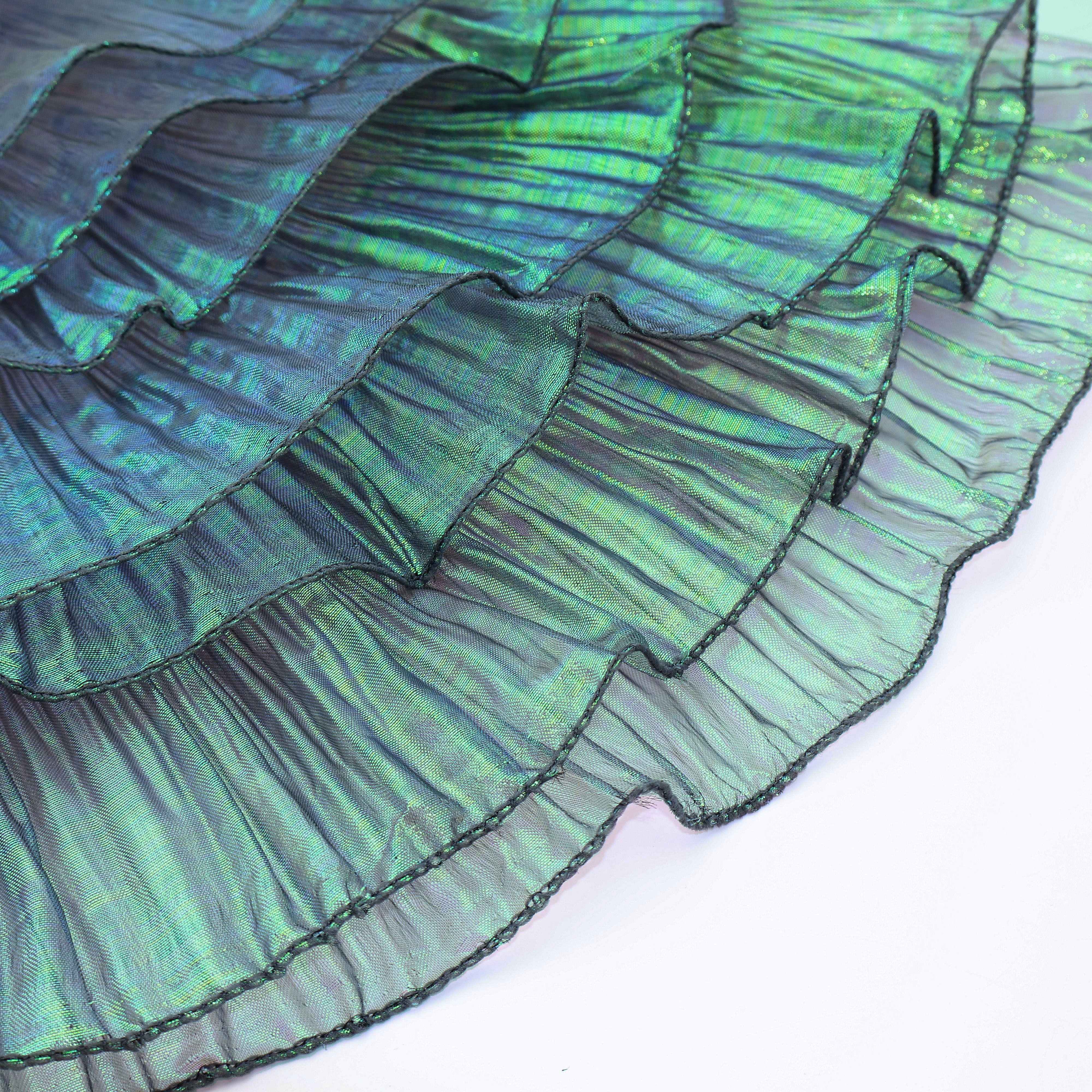 TEMU 1 Yard/3 Yards Rüschen--Chiffon-Stoffbesatz -Organza-Spitzenbesatz für Handarbeiten Nähen Aurora-Grün Applikationsbesatz