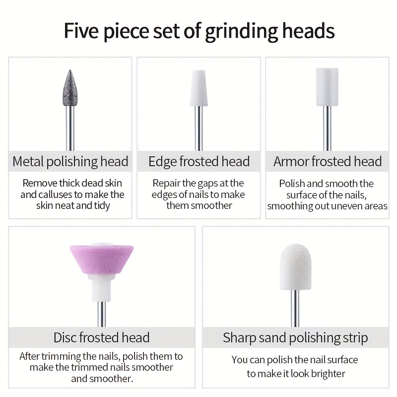 Professional Electric Nail Drill with Multiple Grinding Heads