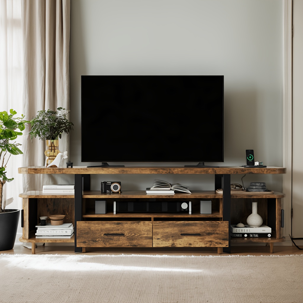 Tv Cabinet 166cm Lowboard For Tvs Up Inches, 2 Sliding Doors And 2 Drawers, Living Room Tv Stand, 166 X 40 X 50 Cm