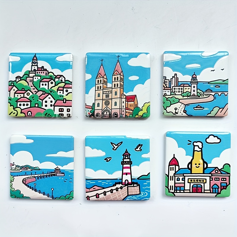 TEMU Ceramic Fridge Magnet - Travel Souvenir & Holiday Gift, High-resolution Printing, Customize Your Own Unique Fridge Magnet!