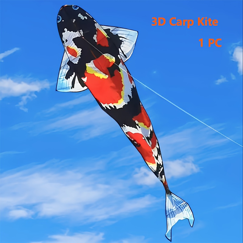 Image of 3d Carp Kite | Polyester Flying | With | Ideal For Beach & Garden Games | Perfect For Malaysia Kite Festival & Birthday Gifts, Large Kite