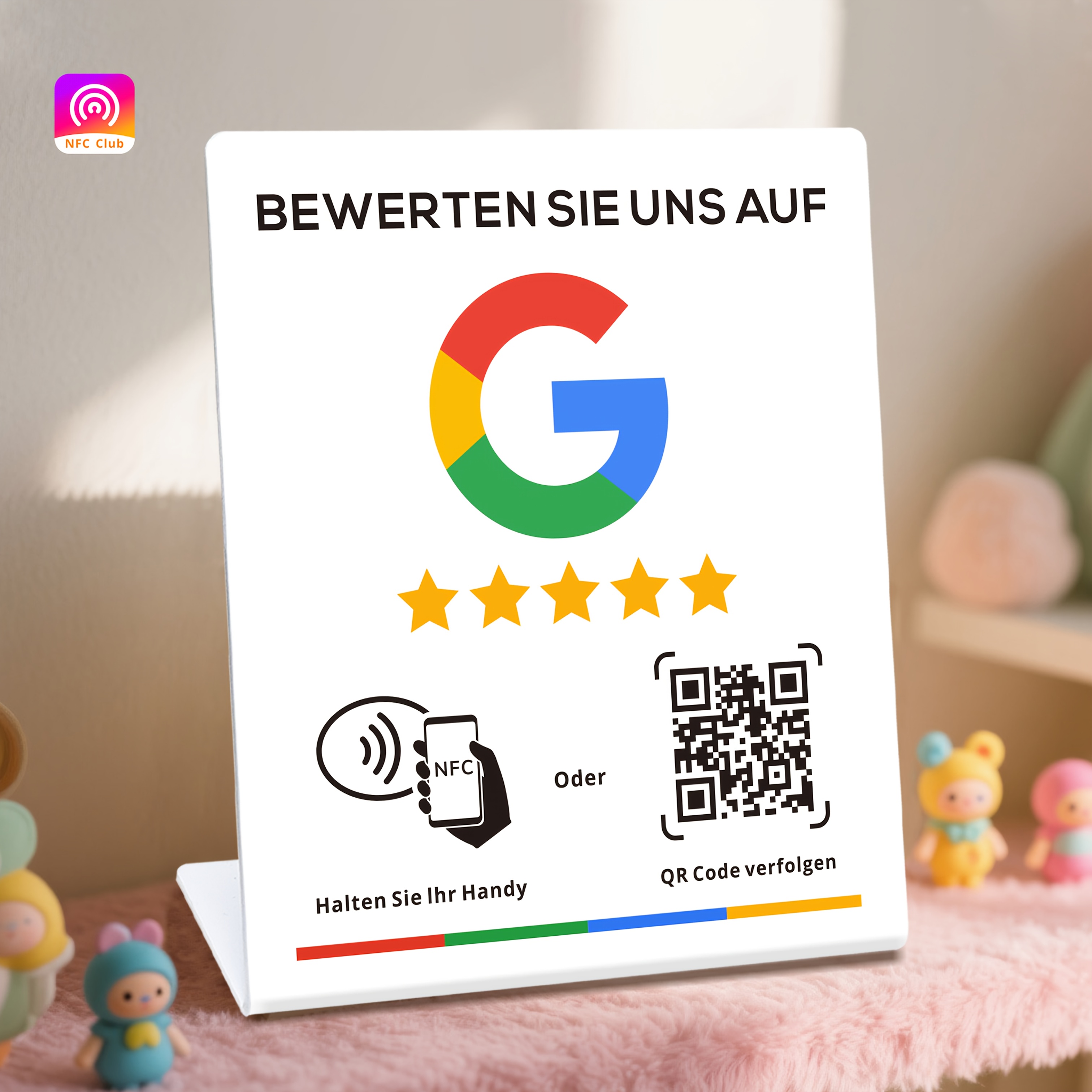 Présentoir d'intégration des réseaux sociaux d'entreprise - NFC TAP & Code QR, Configuration facile et gestion des liens de commentaires, Matériau PVC durable, Parfaitement compatible avec Google Reviews et l'intégration des réseaux sociaux, Présentoir de visualisation des réseaux sociaux – Image 12