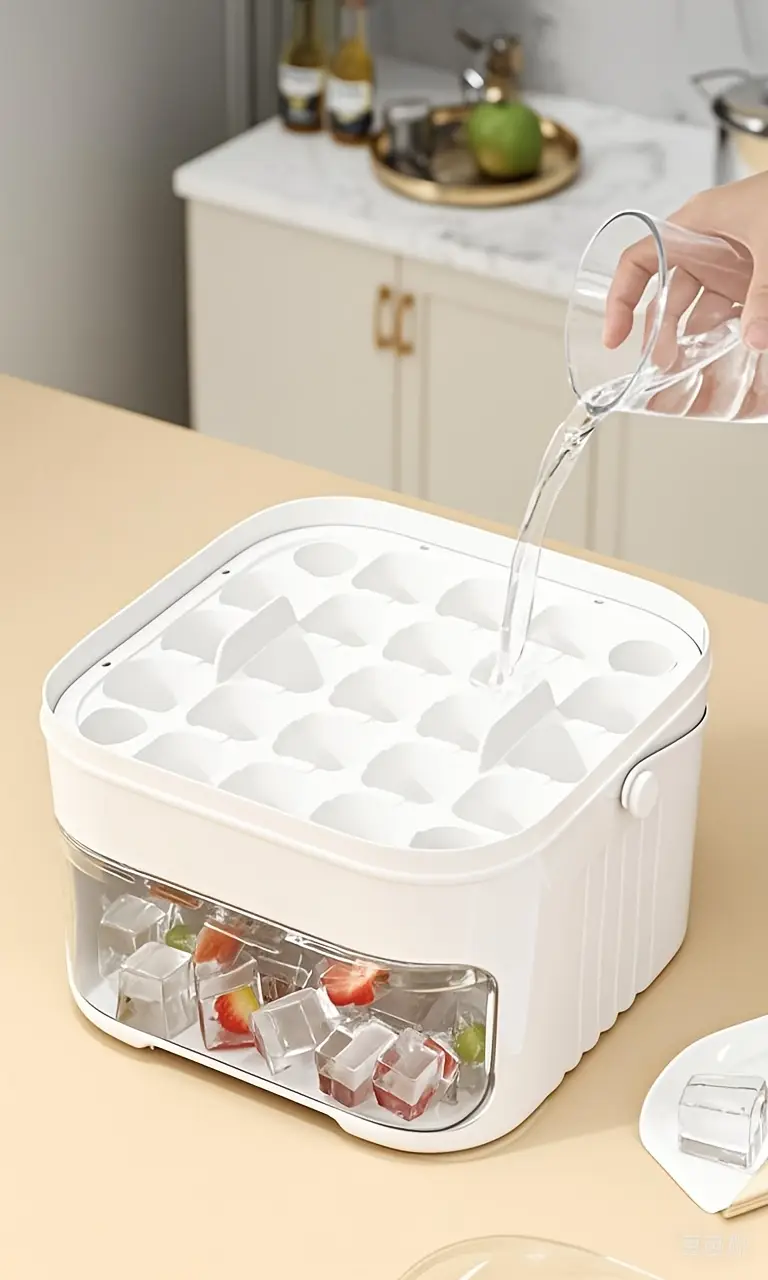 50 grid large capacity double layer ice maker with scoop durable pp material for easy monitoring ideal for coffee juice cold drinks parties outdoor camping perfect gift for summer beverages lovers tray Product details 0