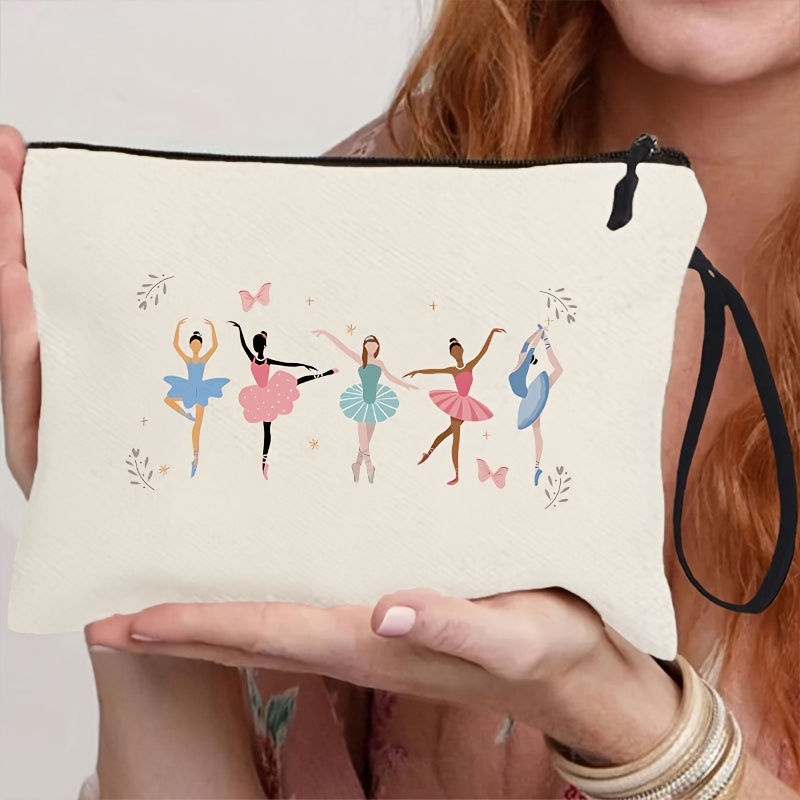 

Dancer Print Canvas Toiletry Bag For Women, Fashion Cosmetic Pouch With , Lightweight Machine Washable Makeup Organizer, Zippered Ballet Applique Clutch - Ideal Enthusiasts