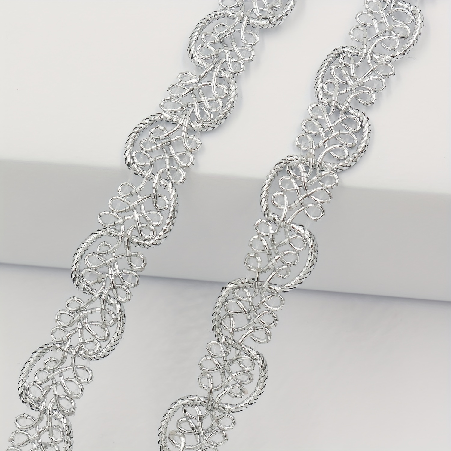 Image of 5 Yards Of 1.2cm Wide Golden And Silvery Lace Webbed Stage Clothing Luggage Decoration Additions
