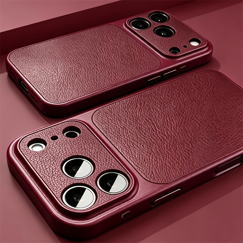 TEMU Coque de téléphone - Coque de téléphone mat de luxe rétro motif litchi pour Iphone 18 Pro Max 18 Pro 17 Pro Max 17 Pro Max 15 Pro Max 14 Pro Max