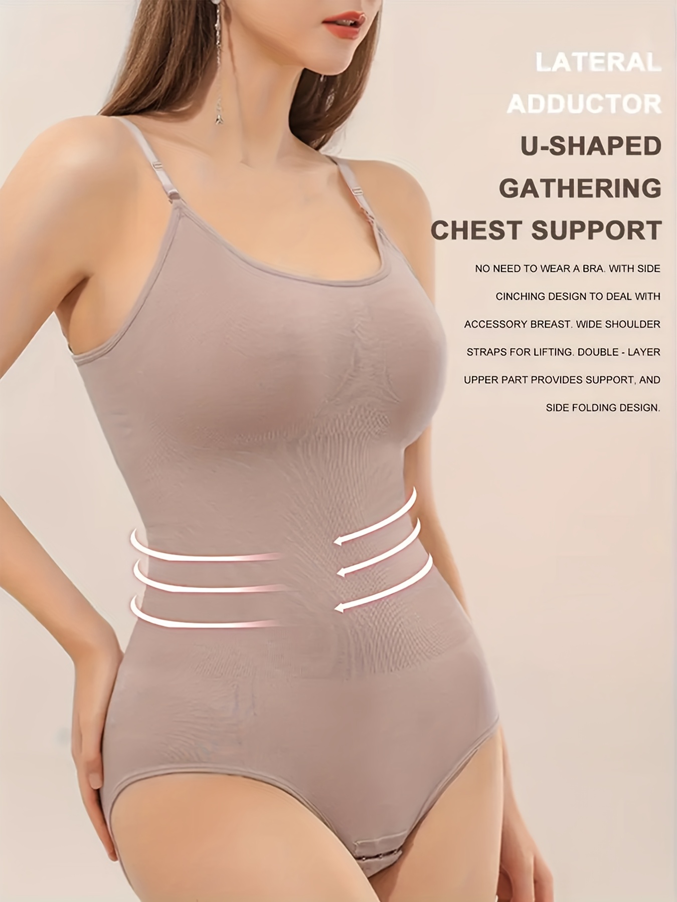 Women'S Seamless Shapewear Bodysuit - & Tummy Control, Solid Color, Fabric, Machine Washable - Ideal for Postpartum, Weight Loss & Fitness, Tummy Control Shapewea