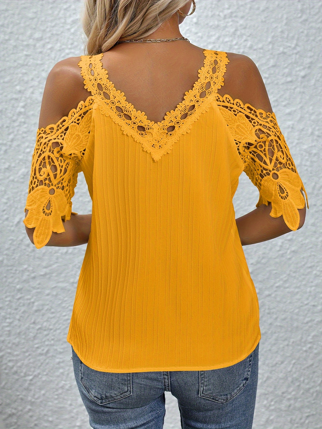 yellow cold shoulder top