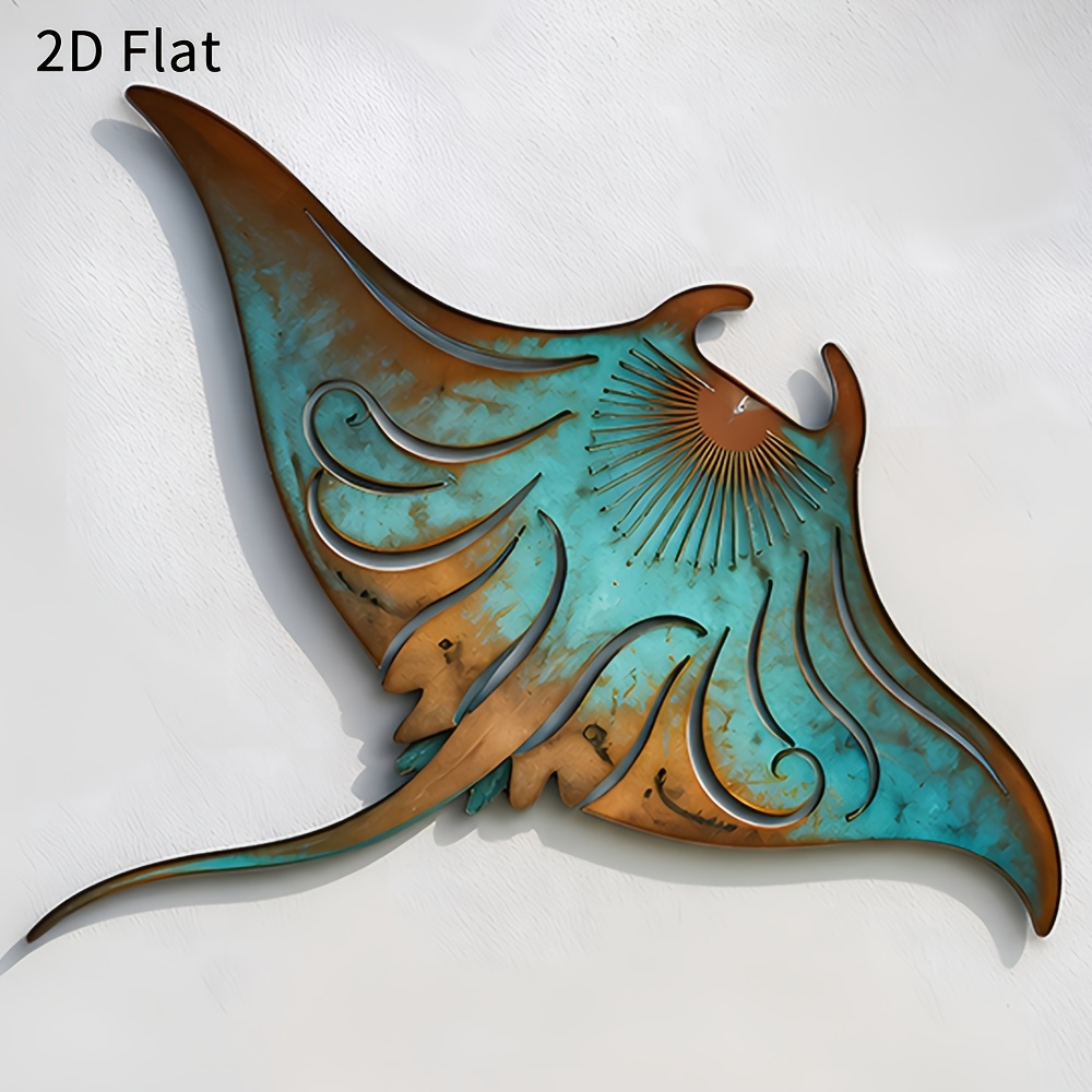 TEMU 2d Flat, [2d Flat] 1pc 2d Flat Metal Wall Decor, Sign, Rustic Coastal Plaque, Unique Marine Creature Wall Art, Stylish Gift For Indoor & Outdoor