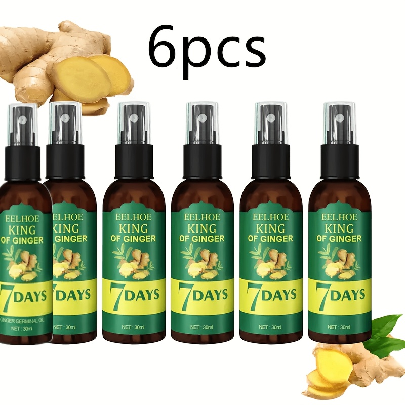 Image of 6pcs Set: Ginger Essential Oil With Biotin Hair Care , 7-day Ginger Scent Moisturizing Hair For All Hair Types Hair Care, Perfect Gift For Valentine's Day And Mother's Day, Suitable For Men And Women