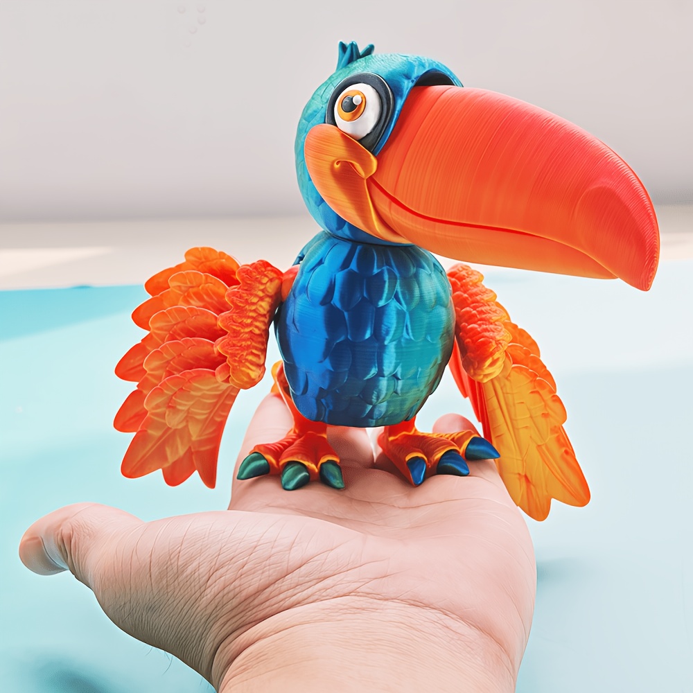 TEMU 3d Printed Colorful Ornament, Articulated Joint Bird Action Model, Vibrant Tabletop Decoration, Educational Animal Model For Home Office Decor
