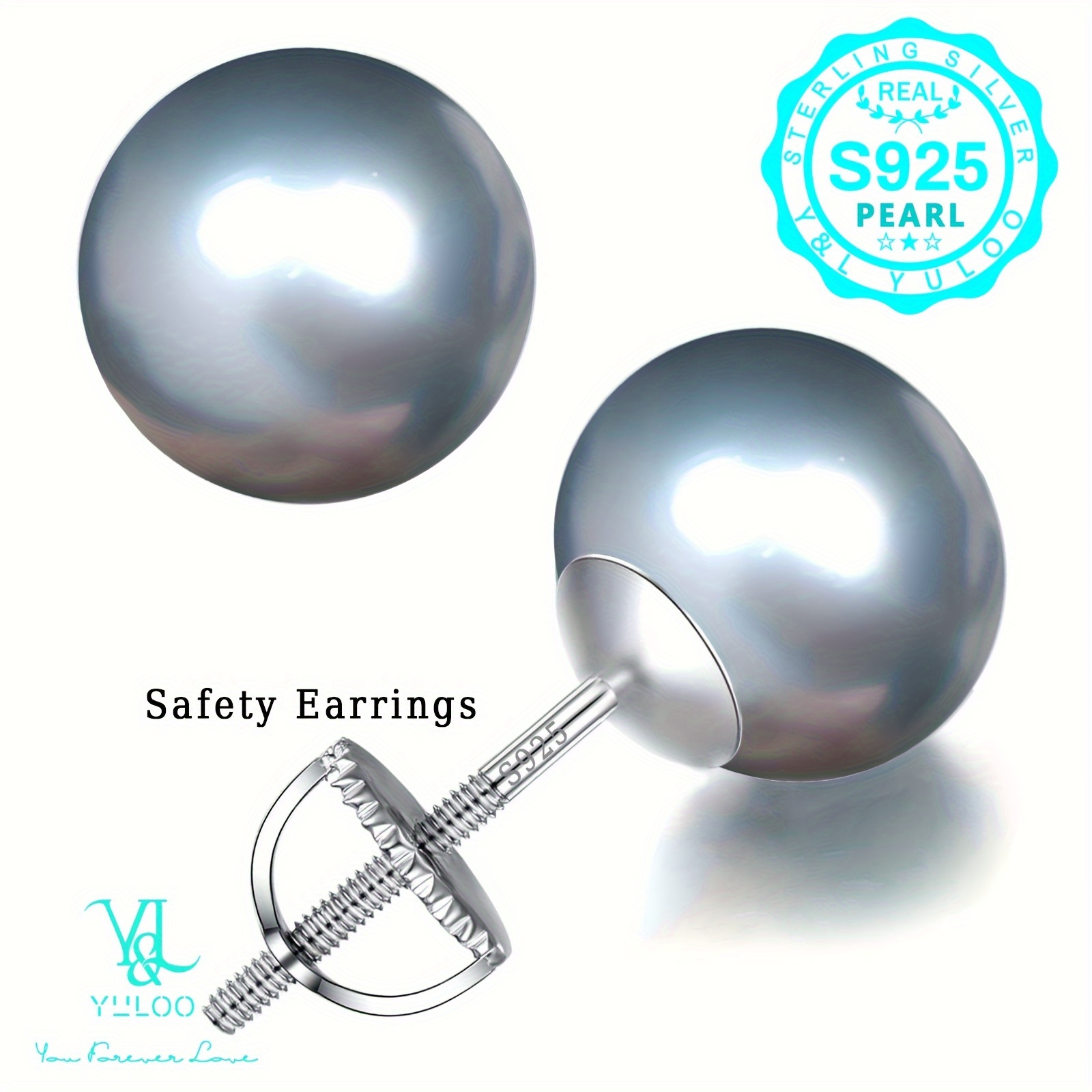 Image of Gray Saltwater Cultured Pearl Earrings S925 , White Golden Plated Screw Back Earrings, Elegant Jewelry Gifts For Women, Ideal Gift For Mom Wife Girlfriend