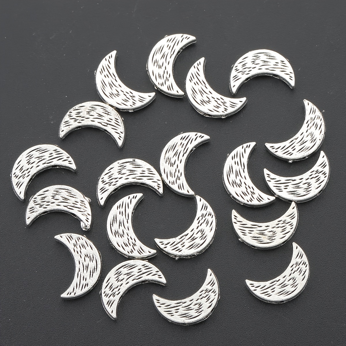 E-shop 30 Stück Legierung Mondförmige Spacer Perlen, Doppel-Loch Charms für Schmuckherstellung, Halskette und Armband Bastelzubehör