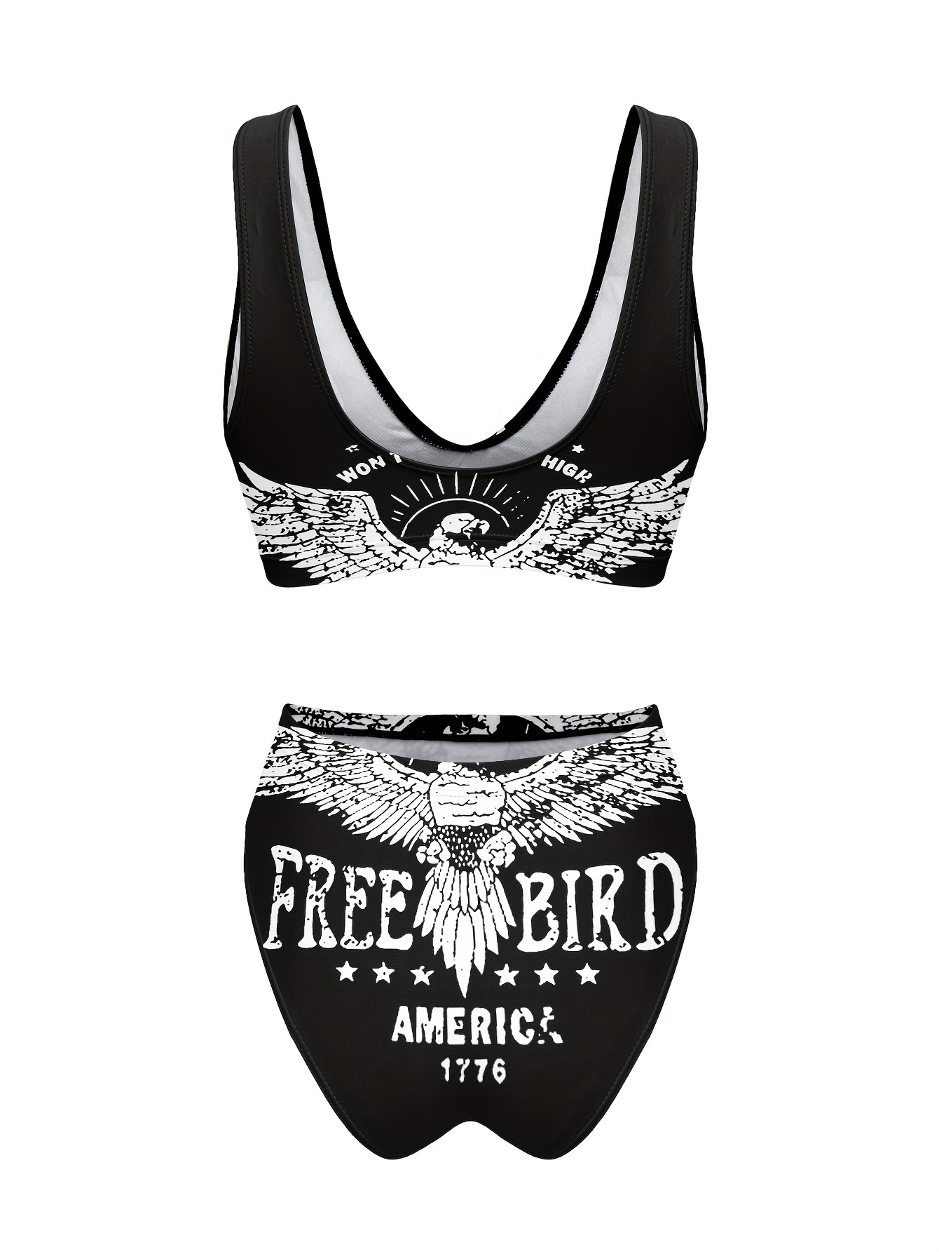 Factory Supply Fashionable Split Swimwear Women's Letter Print Two-Piece Bikini Beach Swimsuit