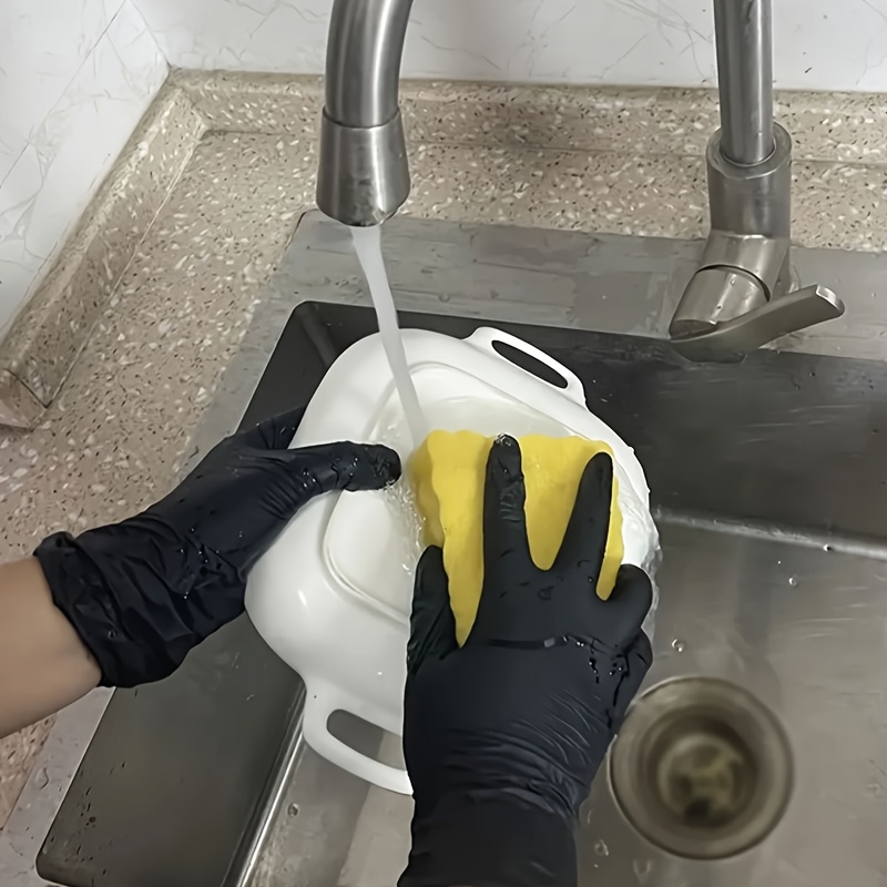 黑色一次性高品质丁腈手套，适用于厨房清洁、家居清洁、汽车护理、美发、美甲、纹身和宠物洗澡、户外活动，无粉末，不含乳胶一次性服装 6