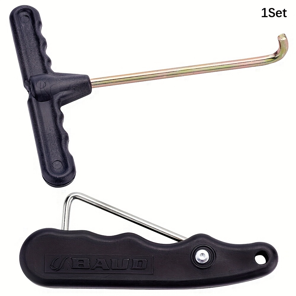 TEMU 1 Set Skate Lace Tightener Pp Plastic Tightener Handle Hold Hook With 1pc Hooks Black Sports Folding Lace Tightener For Ice Skates Figure Skates