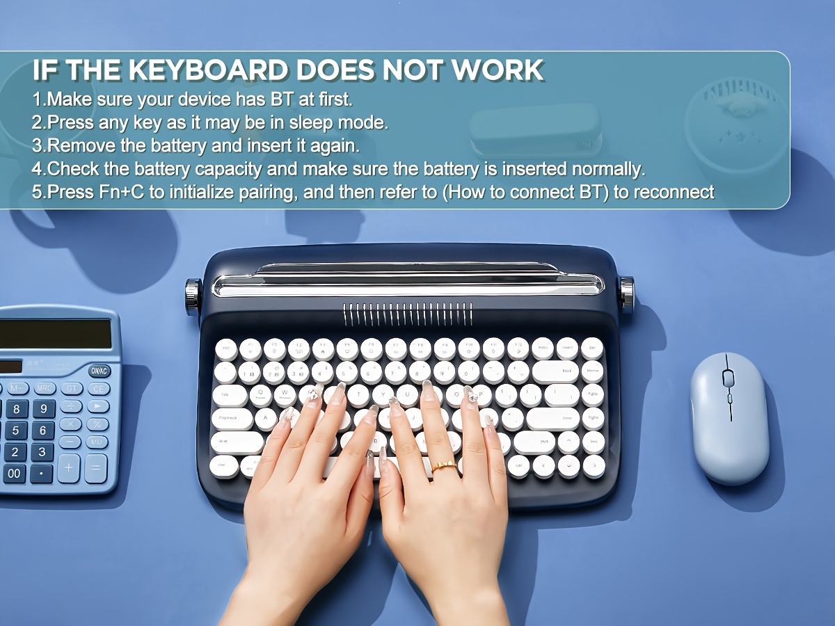 1pc retro wireless bt aesthetic keyboard ergonomic round multi device hotkeys media keys with adjustable stand non rechargeable aaa battery for 36 operating voltage details 6