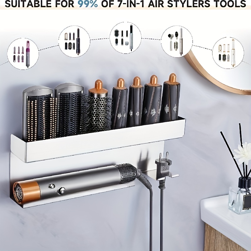 Image of Dyosn For Hair Styling Tool Holder, Wall-mounted Storage Rack For Hair Dryer And Curling Iron, Shelves