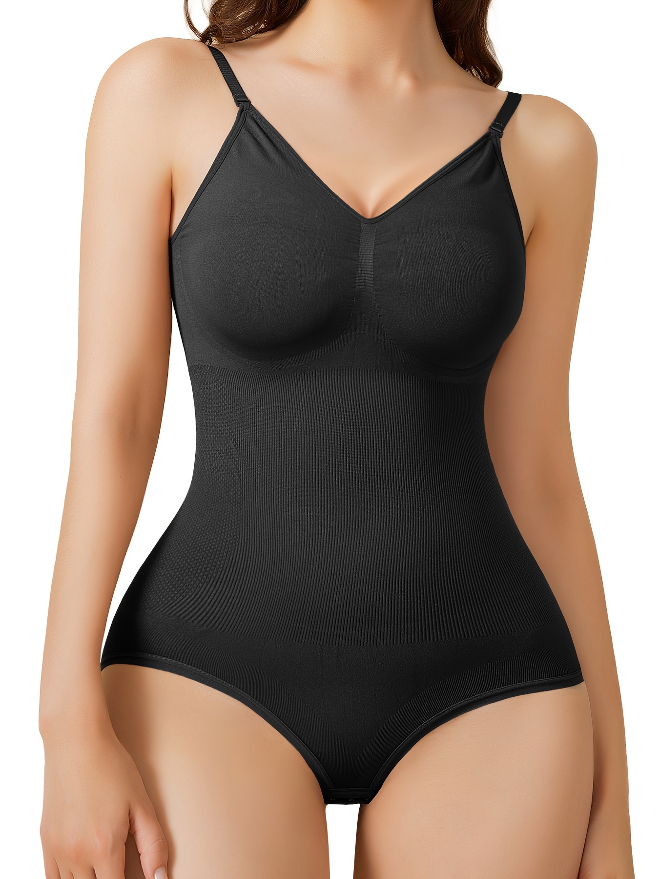 OQQ Womens 3 Piece Sexy Ribbed Sleeveless Adjustable Spaghetti Strip Top  Shapewear BodySuit