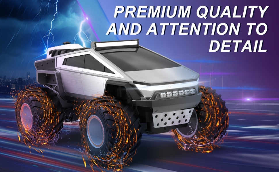 Remote Control Monster Truck Toy with USB/Battery Powered LED Lights, Realistic Engine Sounds, Off-Road Truck, All-Terrain Vehicle, Compatible with Gaming Controllers - Birthday/Christmas Gift for Boys & Girls Ages 3+ (Durable Construction), Toycar