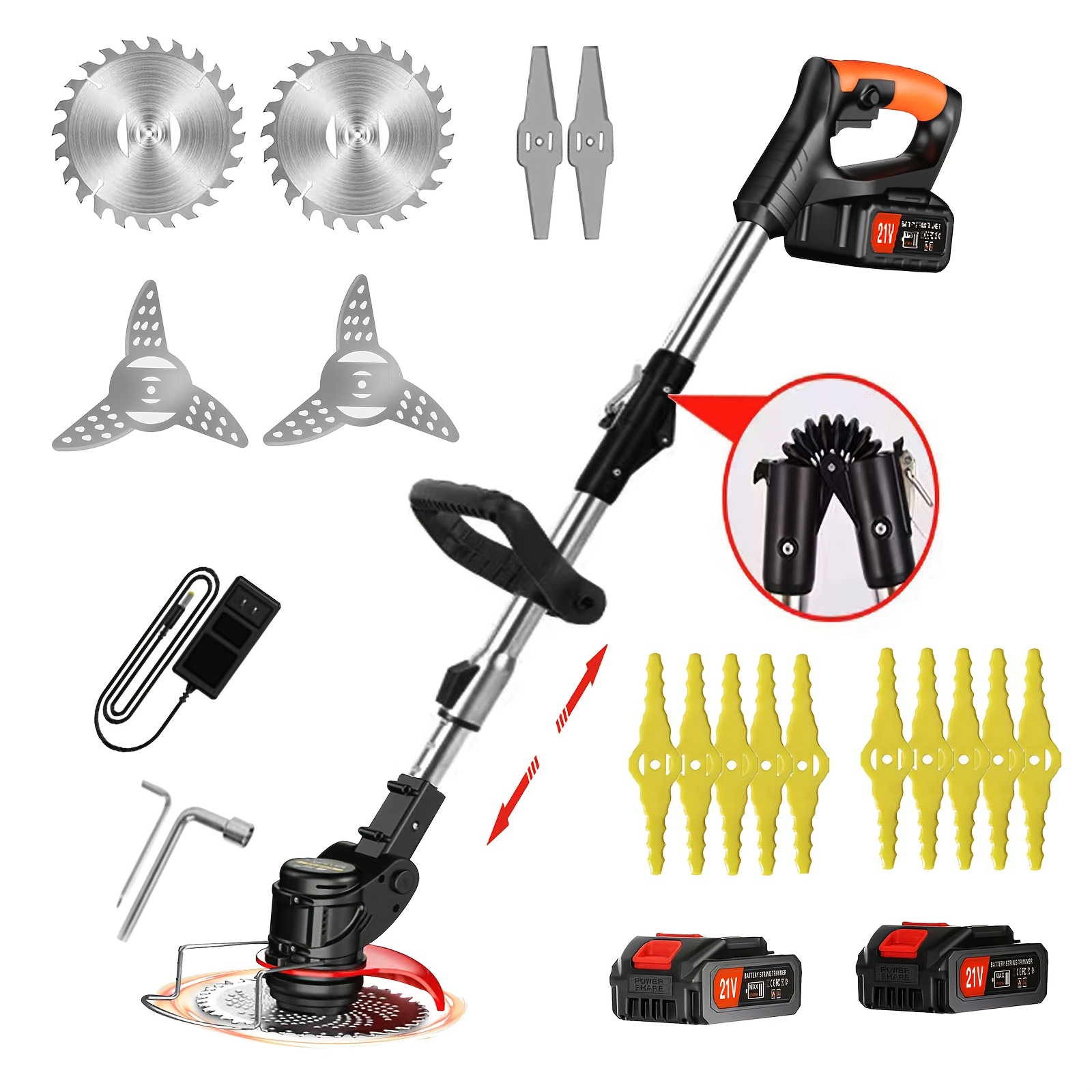electric weeder battery powered weeder lawn trimmer 21v electric weeder cordless lightweight battery weeder with 2 batteries for lawn garden yard mowing