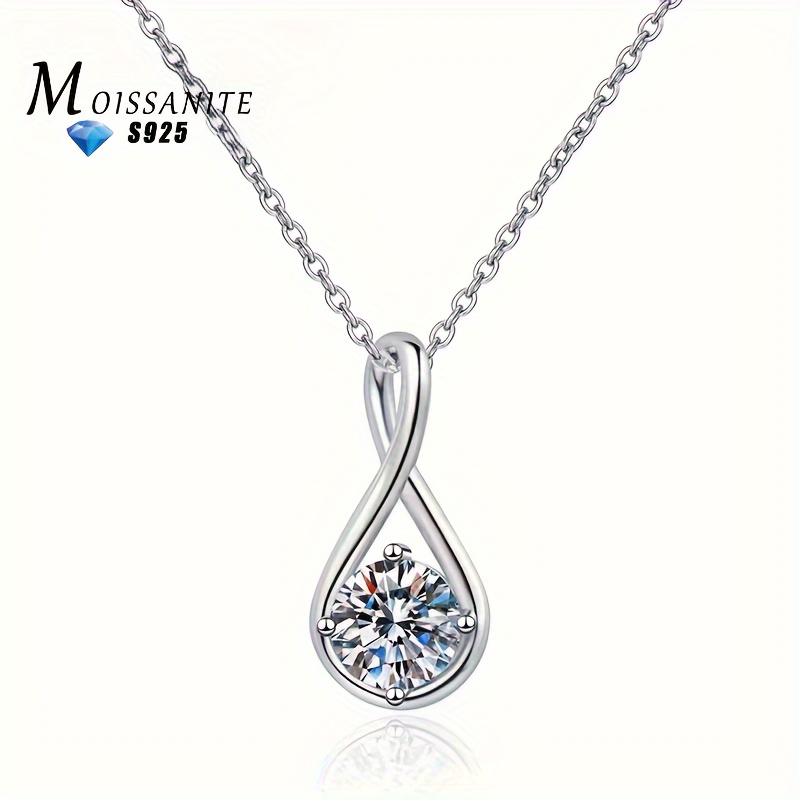 

925 Sterling Silver 2 Carat Moissanite Teardrop Tears Necklace Clavicle Chain Fashion Birthday Anniversary Valentine's Day Mother's Day New Year Gift Jewelry Daily Wear Dating With Gift Box