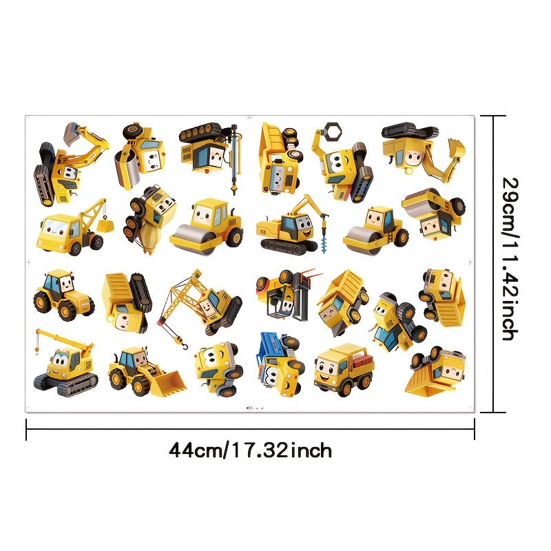 TEMU 2d Flat 25pcs Engineering Vehicle Refrigerator Decorative Magnet Set - Cute And Fun, Suitable For Home Or School Decorations/party