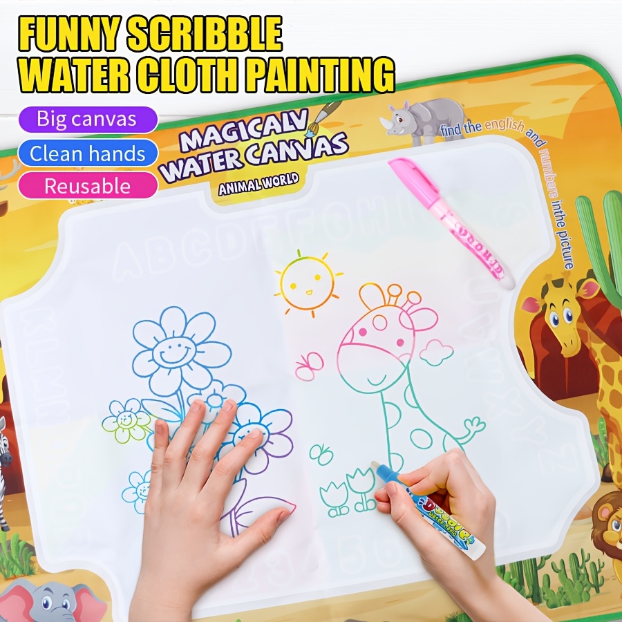 1pc Kids Magic Water Paintable Drawing Mat with Magic Ink - Reusable Washable Art Paper, Portable Watercolor Activity Toy for &, Mess-Free Coloring Book Pages & DIY Crafts, Soft Cloth Storage (No Spills, Easy Clean