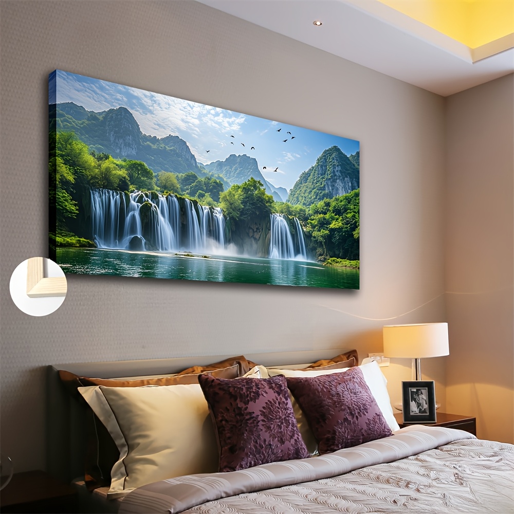 TEMU Large Size With Frame Canvas Wall Art Decorative Painting 50x100cm 20x40 Inches Suitable For Bedroom, Dining Room, Study, Kitchen, Office And
