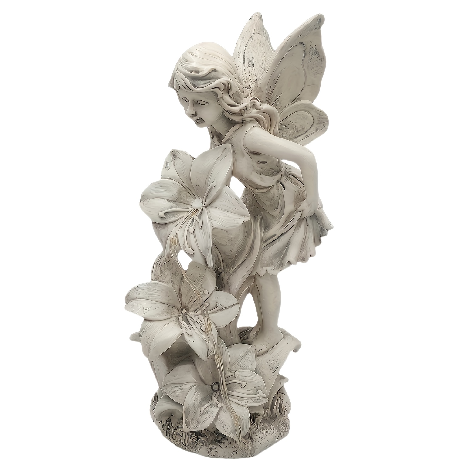 TEMU Outdoor Garden Solar Statue Light, Solar Fairy Garden Statue Light, Solar Powered Resin Garden Fairy Angel Statues, Outdoor Resin Fairy Statue