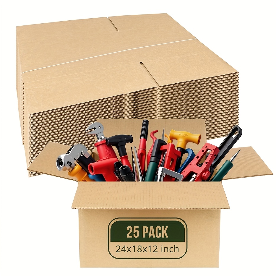 Flat Pack BOX USA 16x16x6 Inch Shipping Boxes - 25-Pack, Corrugated Cardboard For Moving, Packing, And Storage Storage Boxes