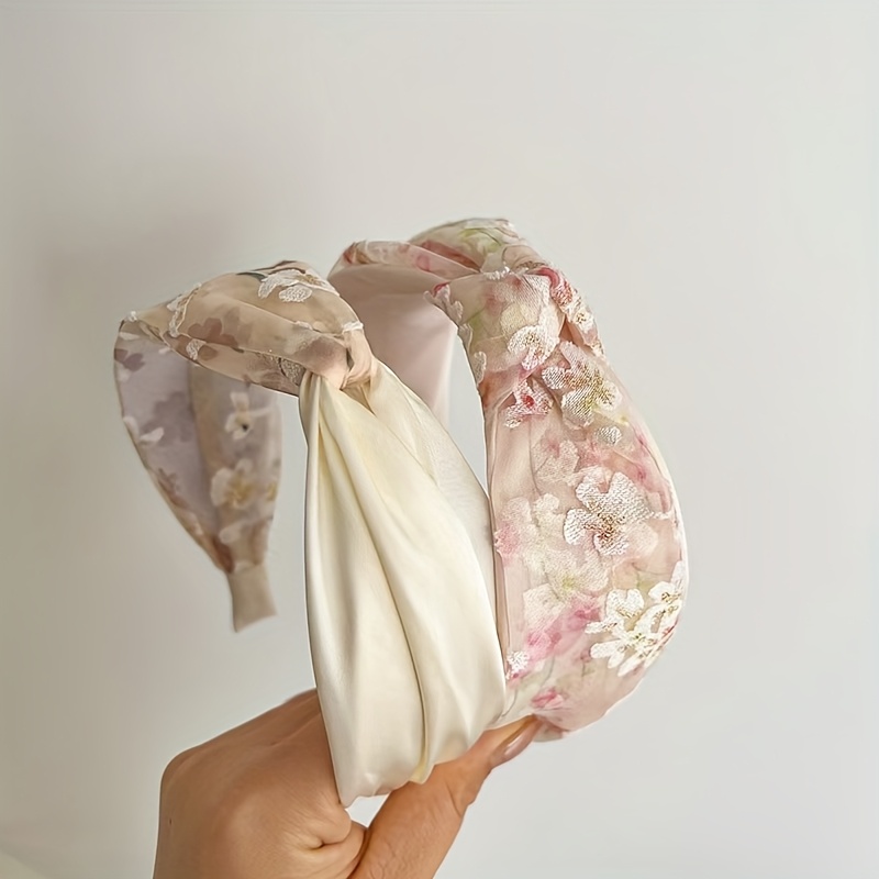 E-shop 2er-Pack Stoff-Knoten-Stirnband mit Blumenmuster - Süßer und einfacher Stil, für den oder als Geschenk