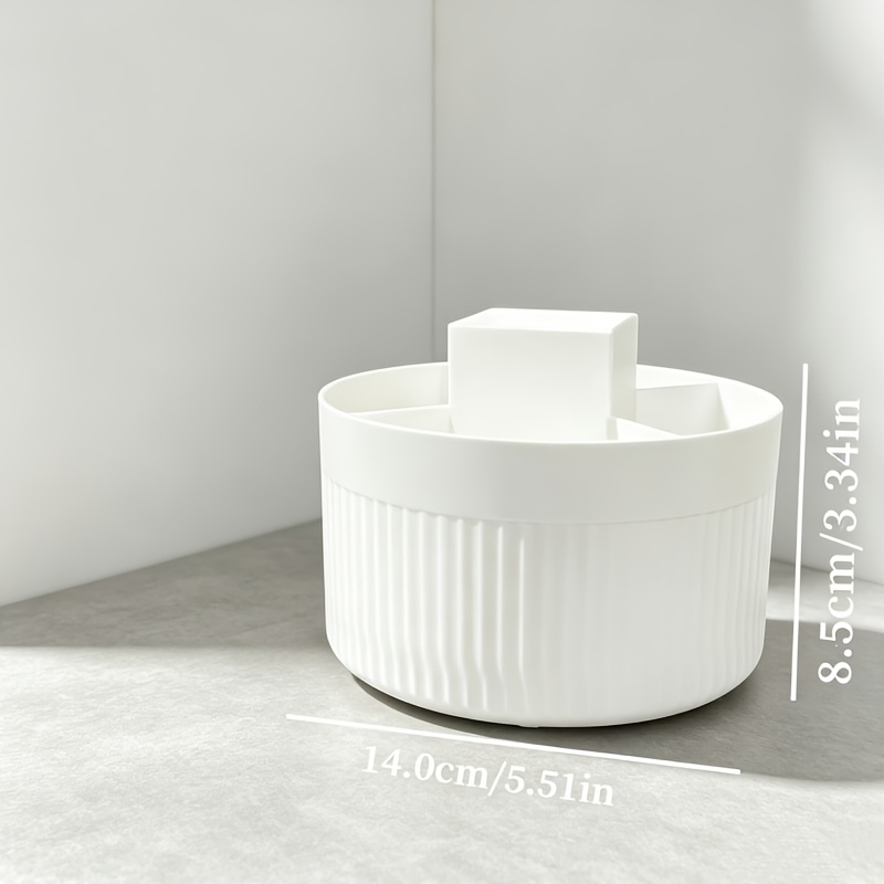 TEMU Organizzatore per cosmetici a 5 scomparti - Scaffale da scrivania portaoggetti in plastica resistente con design a righe , mensola autoportante