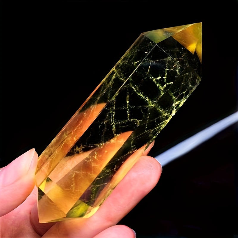 

1pc Citrine Gemstone, Double Pointed Natural Crystal Ornament, Ideal Choice For Gifts