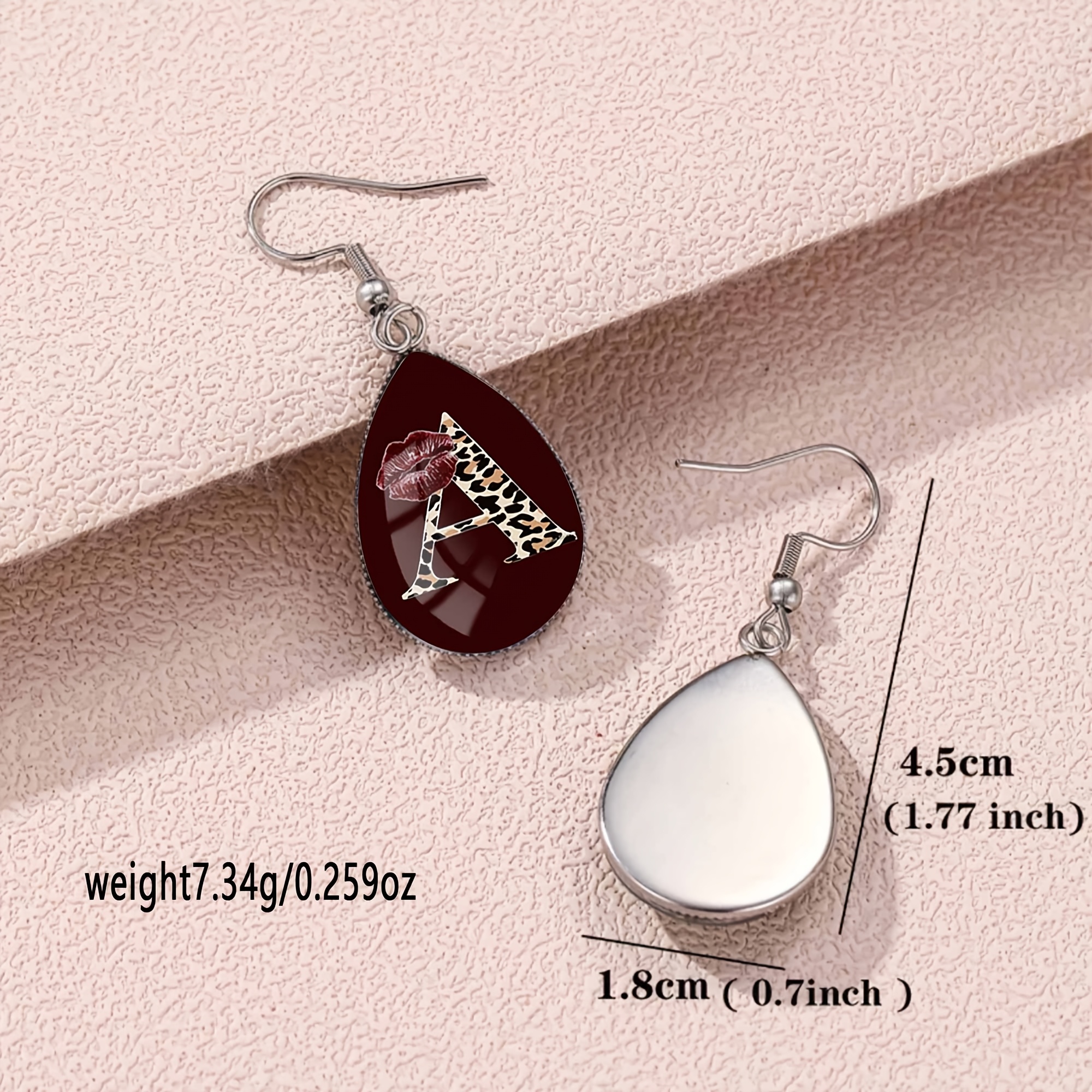 Women's Burgundy Leopard Print Teardrop Earrings, Classic Style