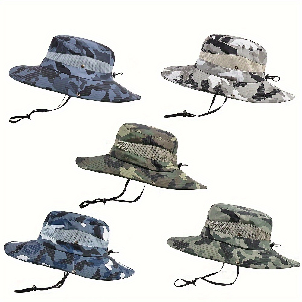 

2 Pcs Fishing Hat Sun Protection Boonie Bucket Hat For Men Women Breathable Wide Brim Packable Mesh Safari Cap For Outdoor